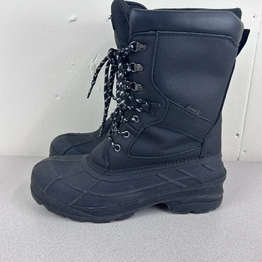 Kamik NationPro Winter Boots Mens 11/10 Black Waterproof Insulated Thinsulate *